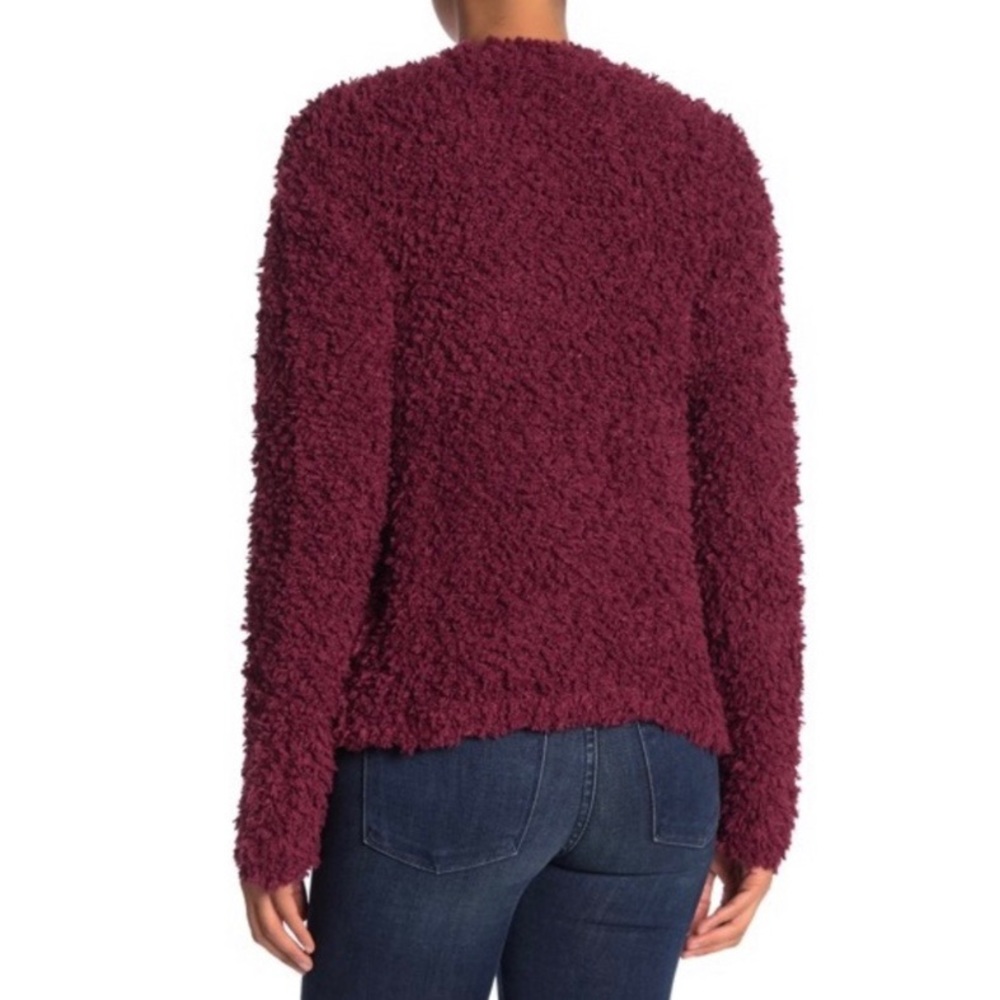 RXB Zinfandel Purple Teddy Boucle V Neck Oversized Cardigan Sweater Small New - Picture 2 of 8